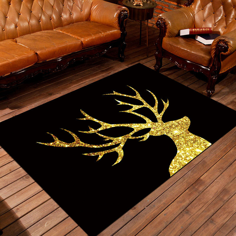 Personality Patterned Rug Multi Colored Nordic Carpet Synthetics Machine Washable Non-Slip Pet Friendly Rug for Great Room Black-Gold Clearhalo 'Area Rug' 'Modern' 'Rugs' Rug' 2172090