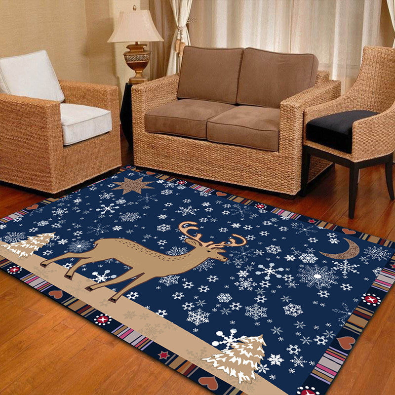 Personality Patterned Rug Multi Colored Nordic Carpet Synthetics Machine Washable Non-Slip Pet Friendly Rug for Great Room Blue-Brown Clearhalo 'Area Rug' 'Modern' 'Rugs' Rug' 2172100