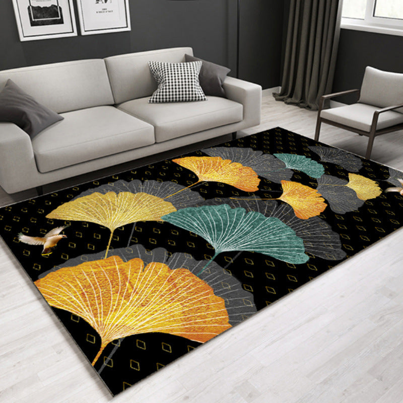 Multi Colored Lounge Area Rug Modern Leaf Print Carpet Polypropylene Non-Slip Backing Pet Friendly Washable Rug Green-Yellow Clearhalo 'Area Rug' 'Modern' 'Rugs' Rug' 2172102