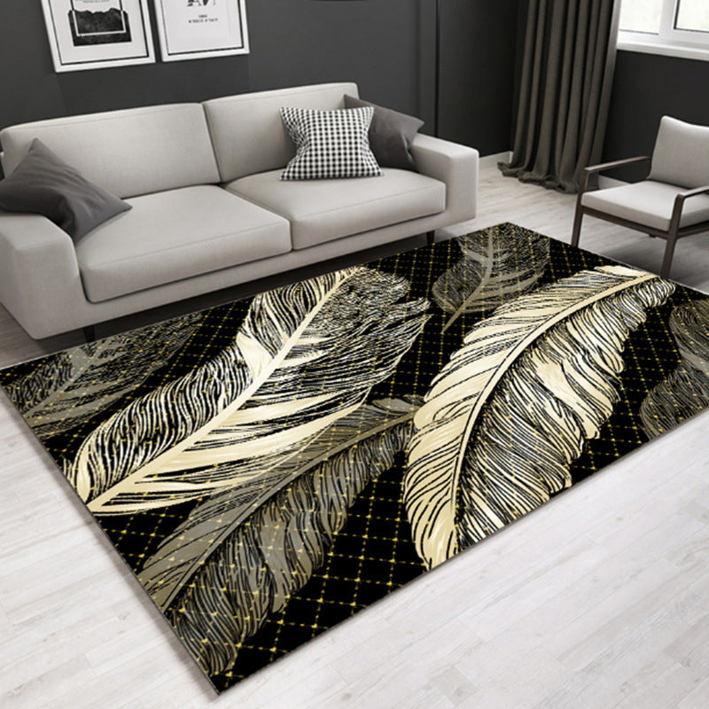 Multi Colored Lounge Area Rug Modern Leaf Print Carpet Polypropylene Non-Slip Backing Pet Friendly Washable Rug Light Yellow Clearhalo 'Area Rug' 'Modern' 'Rugs' Rug' 2172103