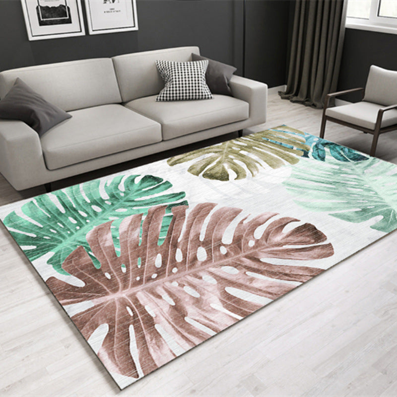 Multi Colored Lounge Area Rug Modern Leaf Print Carpet Polypropylene Non-Slip Backing Pet Friendly Washable Rug Light Brown Clearhalo 'Area Rug' 'Modern' 'Rugs' Rug' 2172116