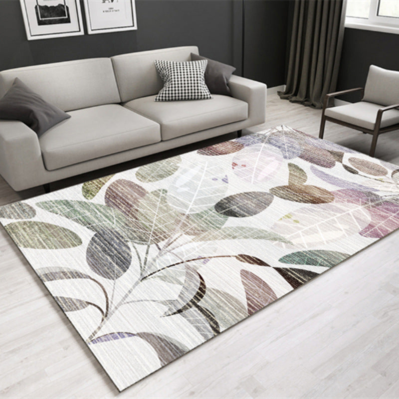 Multi Colored Lounge Area Rug Modern Leaf Print Carpet Polypropylene Non-Slip Backing Pet Friendly Washable Rug Gray-Pink Clearhalo 'Area Rug' 'Modern' 'Rugs' Rug' 2172122