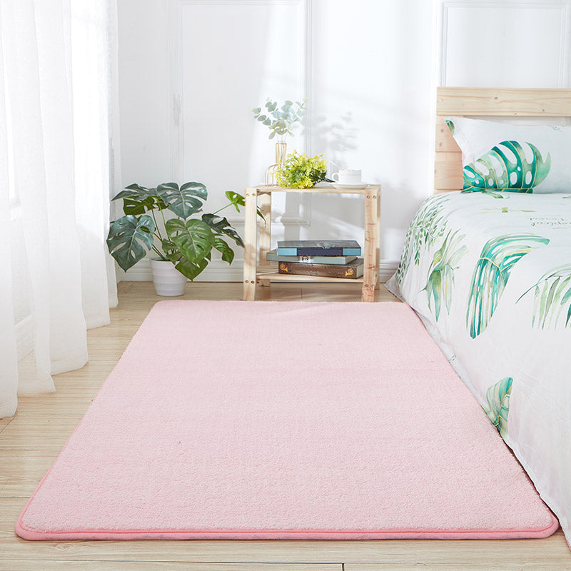 Casual Multicolor Nordic Rug Faux Wool Plain Rug Pet Friendly Anti-Slip Backing Machine Washable Carpet for Bedroom Pink Clearhalo 'Area Rug' 'Casual' 'Rugs' Rug' 2172135