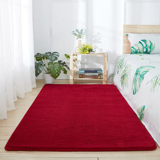 Casual Multicolor Nordic Rug Faux Wool Plain Rug Pet Friendly Anti-Slip Backing Machine Washable Carpet for Bedroom Burgundy Clearhalo 'Area Rug' 'Casual' 'Rugs' Rug' 2172139