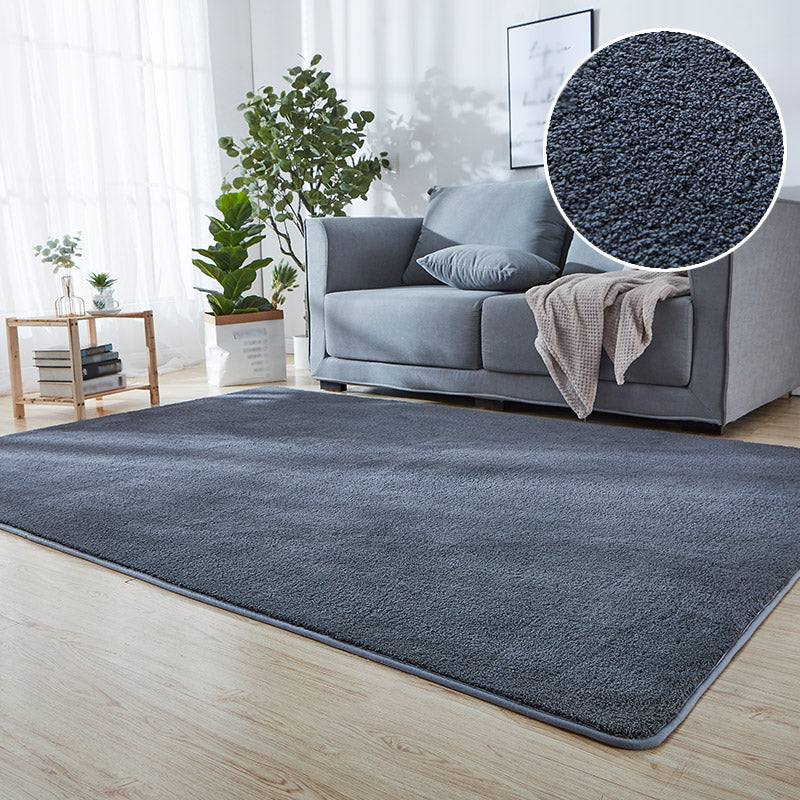 Minimalism Living Room Area Rug Multi-Colored Plain Rug Polyester Non-Slip Backing Machine Washable Stain Resistant Carpet Dark Gray Clearhalo 'Area Rug' 'Casual' 'Rugs' Rug' 2172145