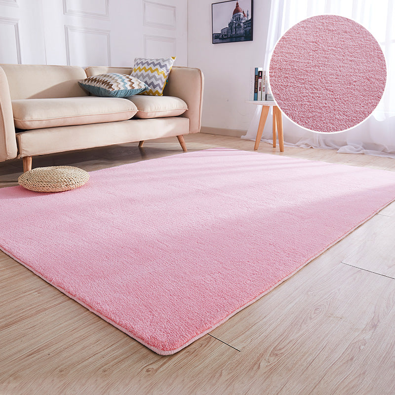 Minimalism Living Room Area Rug Multi-Colored Plain Rug Polyester Non-Slip Backing Machine Washable Stain Resistant Carpet Pink Clearhalo 'Area Rug' 'Casual' 'Rugs' Rug' 2172146