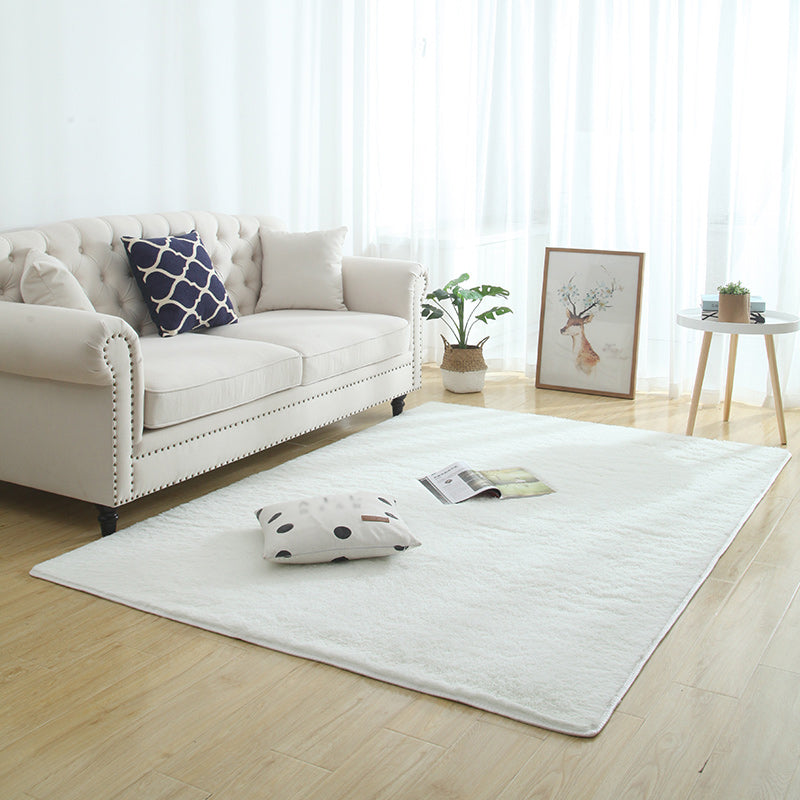 Scandinavian Solid Color Rug Multi Color Faux Wool Rug Stain Resistant Washable Non-Slip Rug for Bedroom White Clearhalo 'Area Rug' 'Casual' 'Rugs' Rug' 2172174