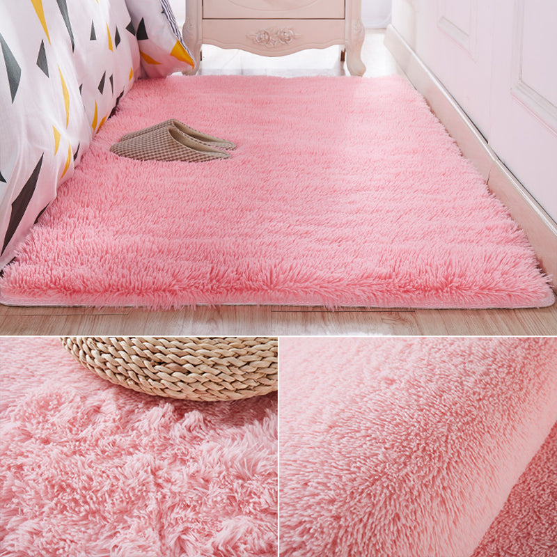 Nordic Girls Bedside Rug Multi Color Plain Rug Synthetic Wool Stain Resistant Non-Slip Machine Washable Rug Pink Clearhalo 'Area Rug' 'Casual' 'Rugs' Rug' 2172200