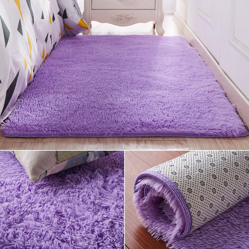 Nordic Girls Bedside Rug Multi Color Plain Rug Synthetic Wool Stain Resistant Non-Slip Machine Washable Rug Light Purple Clearhalo 'Area Rug' 'Casual' 'Rugs' Rug' 2172202
