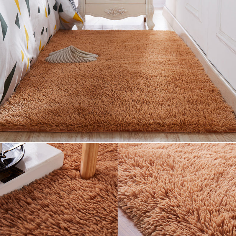 Nordic Girls Bedside Rug Multi Color Plain Rug Synthetic Wool Stain Resistant Non-Slip Machine Washable Rug Khaki Clearhalo 'Area Rug' 'Casual' 'Rugs' Rug' 2172206