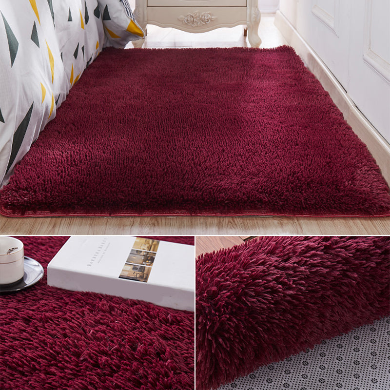 Nordic Girls Bedside Rug Multi Color Plain Rug Synthetic Wool Stain Resistant Non-Slip Machine Washable Rug Burgundy Clearhalo 'Area Rug' 'Casual' 'Rugs' Rug' 2172209