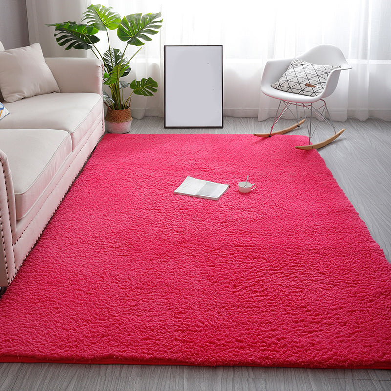 Soft Plain Rug Multi Colored Nordic Style Carpet Faux Wool Washable Pet Friendly Non-Slip Rug for Room Rose Red Clearhalo 'Area Rug' 'Casual' 'Rugs' Rug' 2172222