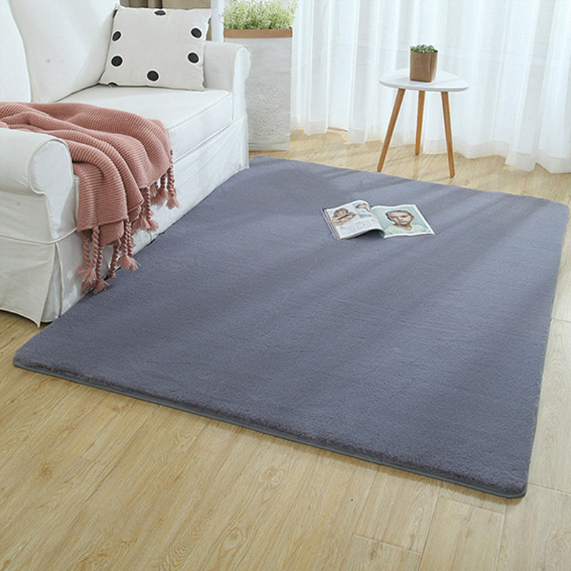 Minimalist Bedside Foot Rug Multi Colored Plain Rug Faux Fluff Non-Slip Backing Washable Stain Resistant Rug Light Gray Clearhalo 'Area Rug' 'Casual' 'Rugs' Rug' 2172243