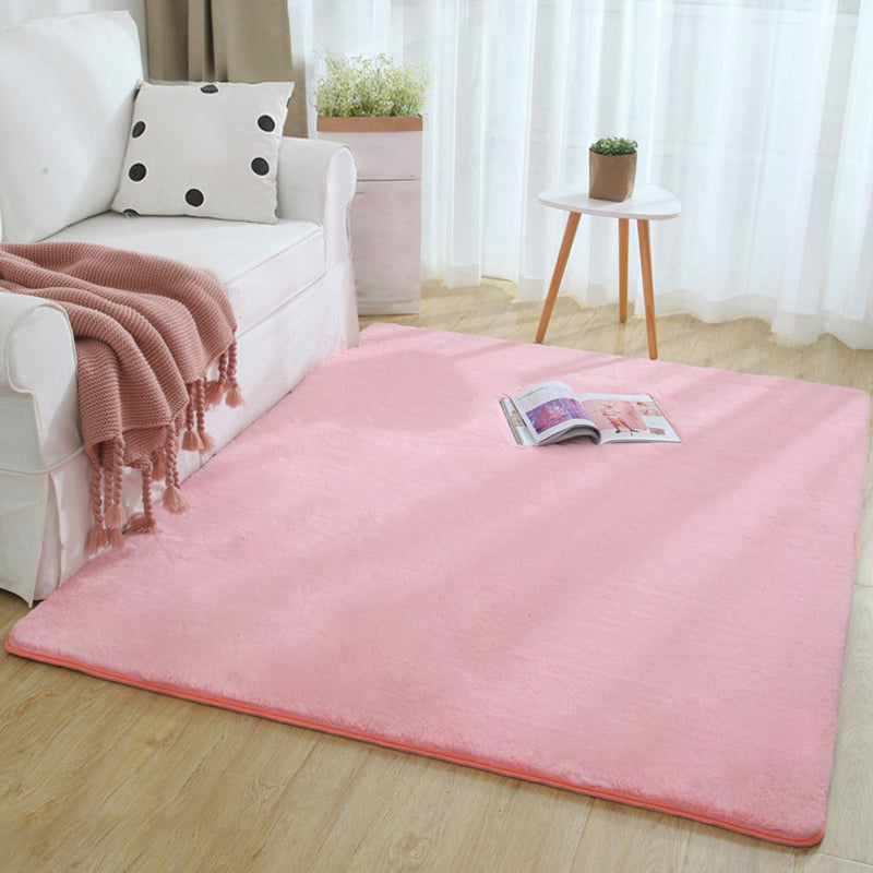 Minimalist Bedside Foot Rug Multi Colored Plain Rug Faux Fluff Non-Slip Backing Washable Stain Resistant Rug Light Pink Clearhalo 'Area Rug' 'Casual' 'Rugs' Rug' 2172246
