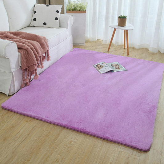 Minimalist Bedside Foot Rug Multi Colored Plain Rug Faux Fluff Non-Slip Backing Washable Stain Resistant Rug Light Purple Clearhalo 'Area Rug' 'Casual' 'Rugs' Rug' 2172248
