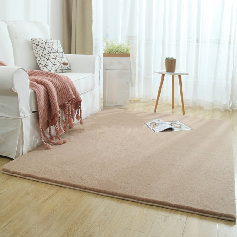 Minimalist Bedside Foot Rug Multi Colored Plain Rug Faux Fluff Non-Slip Backing Washable Stain Resistant Rug Light Camel Clearhalo 'Area Rug' 'Casual' 'Rugs' Rug' 2172249