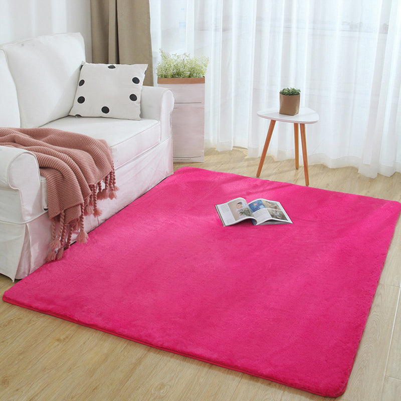 Minimalist Bedside Foot Rug Multi Colored Plain Rug Faux Fluff Non-Slip Backing Washable Stain Resistant Rug Rose Red Clearhalo 'Area Rug' 'Casual' 'Rugs' Rug' 2172252