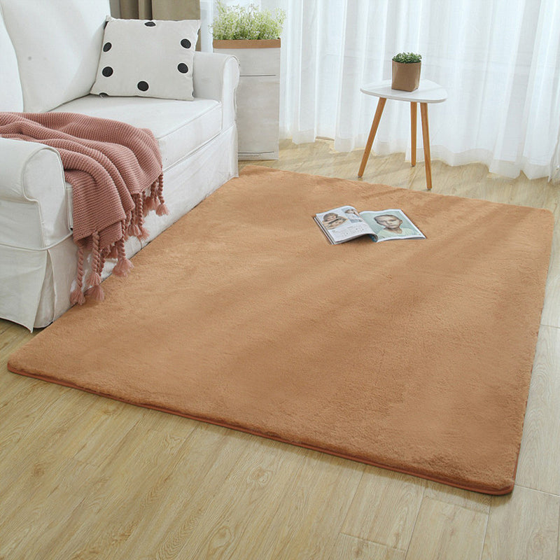 Minimalist Bedside Foot Rug Multi Colored Plain Rug Faux Fluff Non-Slip Backing Washable Stain Resistant Rug Khaki Clearhalo 'Area Rug' 'Casual' 'Rugs' Rug' 2172253