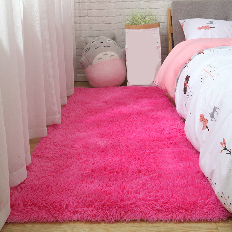 Nordic Plain Rug Multi-Color Faux Fleece Carpet Pet Friendly Anti-Slip Backing Stain Resistant Rug for Girls Bedroom Rose Red Clearhalo 'Area Rug' 'Casual' 'Rugs' Rug' 2172264