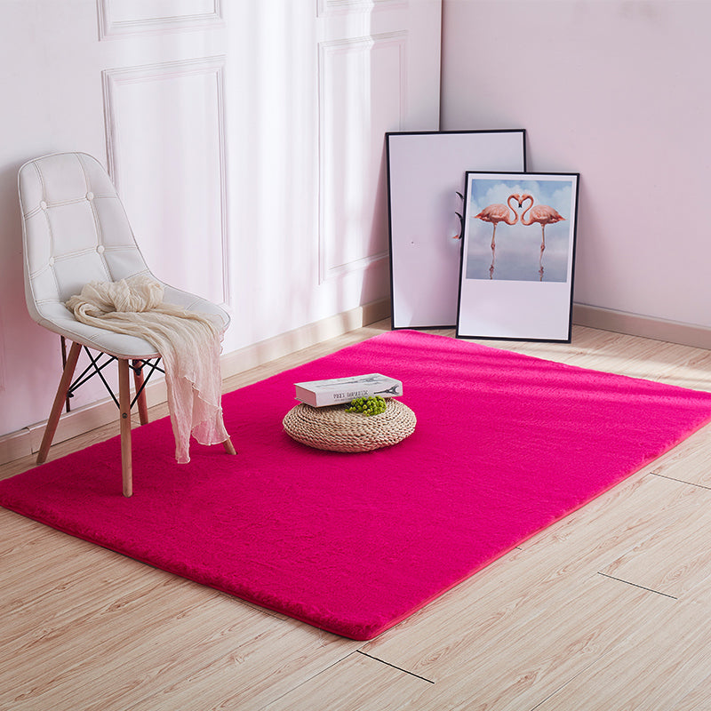Multi Color Plain Rug Plush Nordic Rug Washable Anti-Slip Backing Stain Resistant Area Carpet for Living Room Rose Red Clearhalo 'Area Rug' 'Casual' 'Rugs' Rug' 2172272