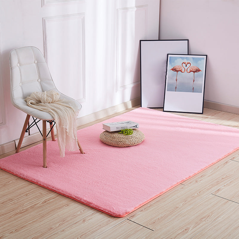 Multi Color Plain Rug Plush Nordic Rug Washable Anti-Slip Backing Stain Resistant Area Carpet for Living Room Pink 2' x 5'3" Clearhalo 'Area Rug' 'Casual' 'Rugs' Rug' 2172273
