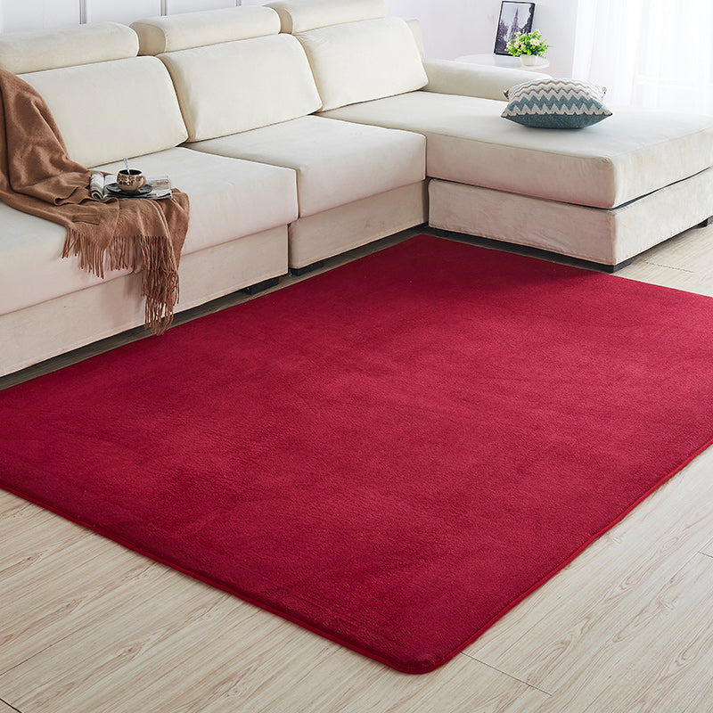 Multi-Color Sitting Room Rug Simplicity Plain Carpet Synthetics Pet Friendly Washable Anti-Slip Backing Rug Burgundy Clearhalo 'Area Rug' 'Casual' 'Rugs' Rug' 2172298
