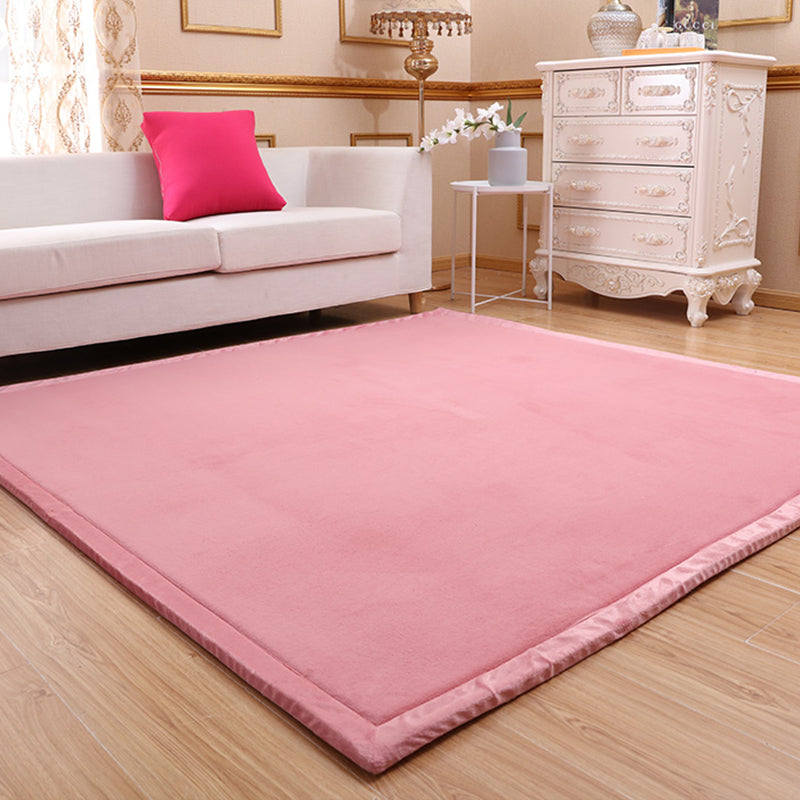 Cushiony Minimalist Rug Multi Color Plain Rug Machine Washable Pet Friendly Non-Slip Carpet for Baby Crawling Pink Clearhalo 'Area Rug' 'Casual' 'Rugs' Rug' 2172329