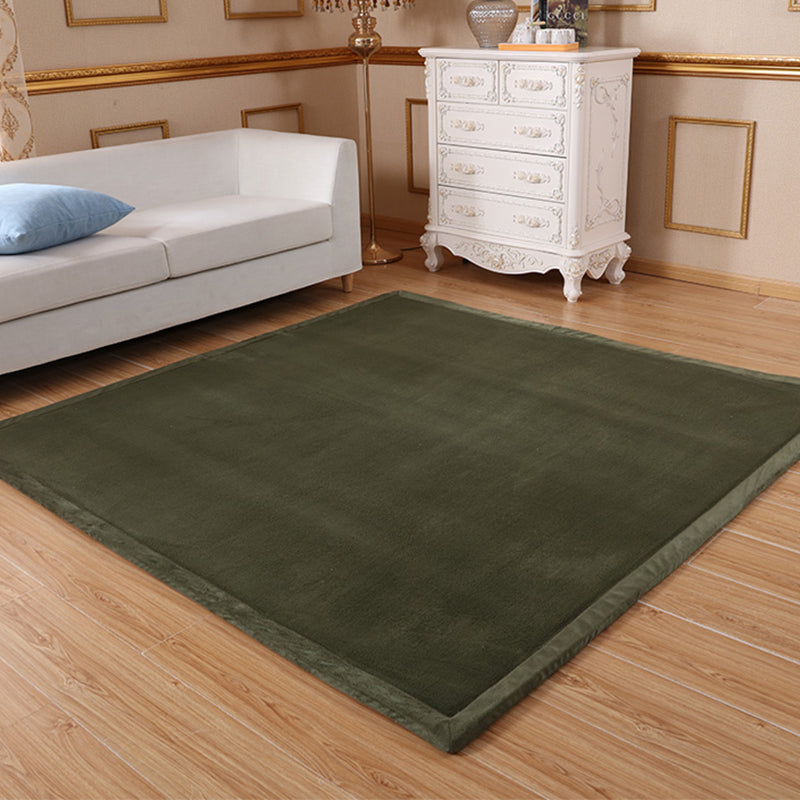 Cushiony Minimalist Rug Multi Color Plain Rug Machine Washable Pet Friendly Non-Slip Carpet for Baby Crawling Olive Green Clearhalo 'Area Rug' 'Casual' 'Rugs' Rug' 2172333