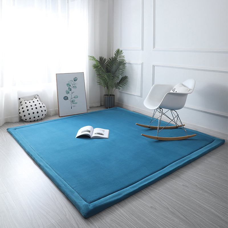 Contemporary Home Rug Multicolor Plain Carpet Polyester Non-Slip Backing Stain Resistant Machine Washable Rug with Border Aqua Clearhalo 'Area Rug' 'Casual' 'Rugs' Rug' 2172340