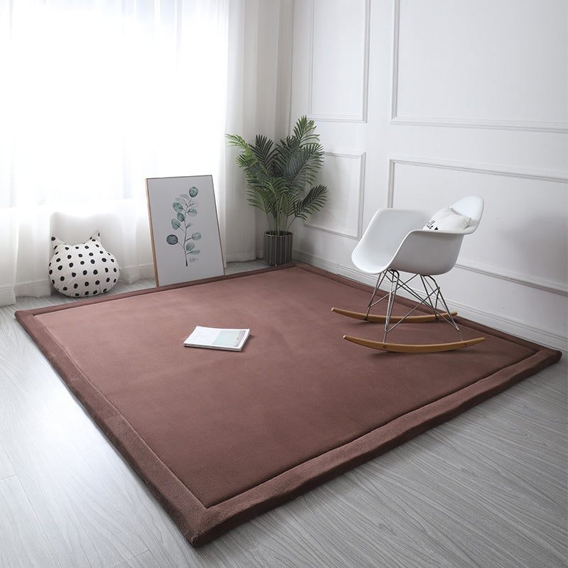 Contemporary Home Rug Multicolor Plain Carpet Polyester Non-Slip Backing Stain Resistant Machine Washable Rug with Border Dark Coffee Clearhalo 'Area Rug' 'Casual' 'Rugs' Rug' 2172345