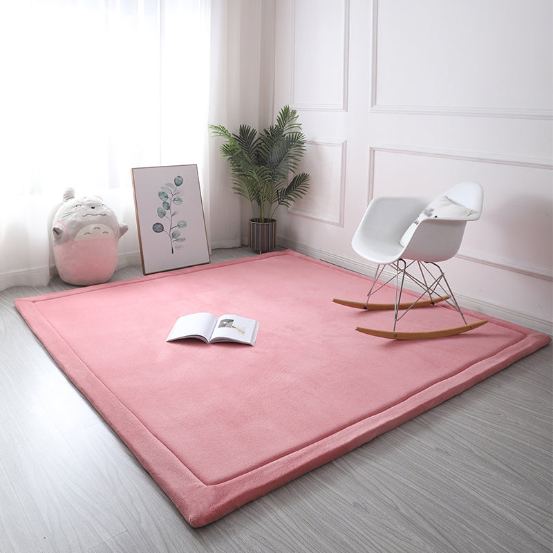 Contemporary Home Rug Multicolor Plain Carpet Polyester Non-Slip Backing Stain Resistant Machine Washable Rug with Border Pink Clearhalo 'Area Rug' 'Casual' 'Rugs' Rug' 2172350