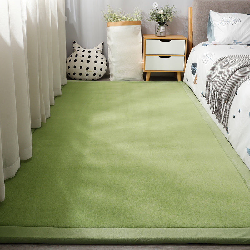 Minimal Plain Rug Multi-Color Synthetics Carpet Pet Friendly Machine Washable Non-Slip Backing Rug for Bedside Green Clearhalo 'Area Rug' 'Casual' 'Rugs' Rug' 2172353