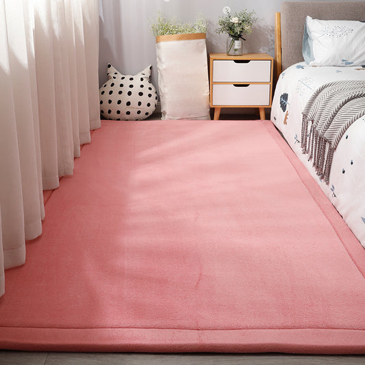 Minimal Plain Rug Multi-Color Synthetics Carpet Pet Friendly Machine Washable Non-Slip Backing Rug for Bedside Pink Clearhalo 'Area Rug' 'Casual' 'Rugs' Rug' 2172358