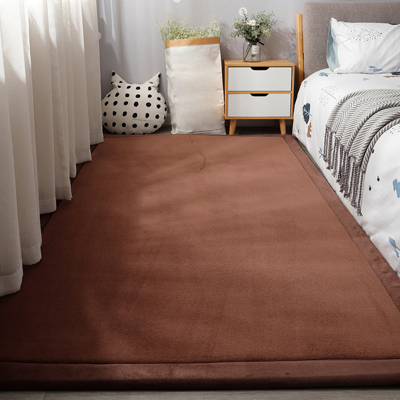 Minimal Plain Rug Multi-Color Synthetics Carpet Pet Friendly Machine Washable Non-Slip Backing Rug for Bedside Dark Coffee Clearhalo 'Area Rug' 'Casual' 'Rugs' Rug' 2172360