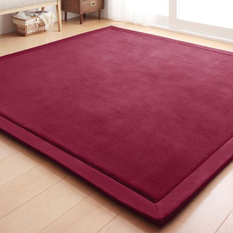 Upgraded Multi Colored Plain Rug Minimalism Rug Machine Washable Pet Friendly Anti-Slip Backing Carpet for Playroom Burgundy Clearhalo 'Area Rug' 'Casual' 'Rugs' Rug' 2172364