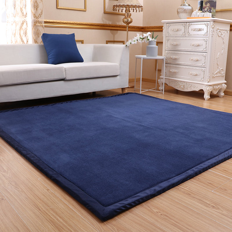 Simple Tatami Rug Multi Color Solid Color Carpet Faux Fur Pet Friendly Non-Slip Machine Washable Indoor Rug Dark Blue Clearhalo 'Area Rug' 'Casual' 'Rugs' Rug' 2172379
