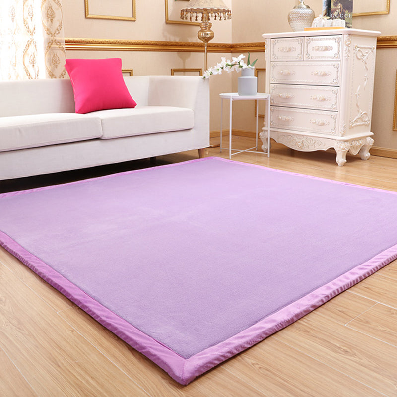 Simple Tatami Rug Multi Color Solid Color Carpet Faux Fur Pet Friendly Non-Slip Machine Washable Indoor Rug Purple Clearhalo 'Area Rug' 'Casual' 'Rugs' Rug' 2172381