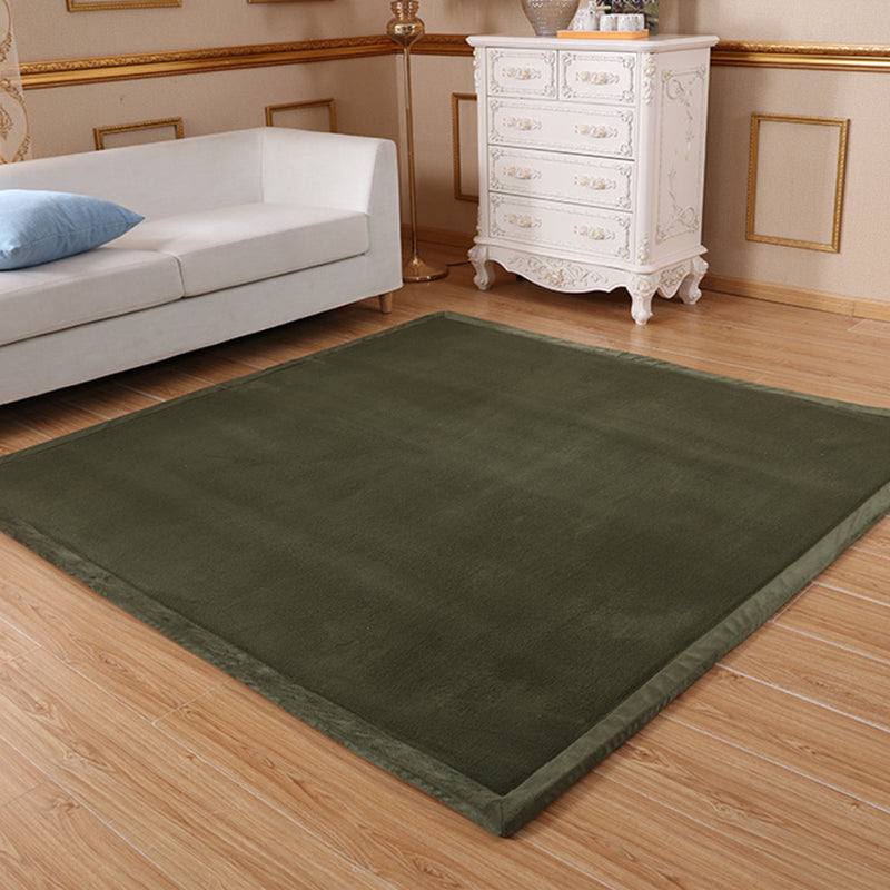 Simple Tatami Rug Multi Color Solid Color Carpet Faux Fur Pet Friendly Non-Slip Machine Washable Indoor Rug Olive Green Clearhalo 'Area Rug' 'Casual' 'Rugs' Rug' 2172385
