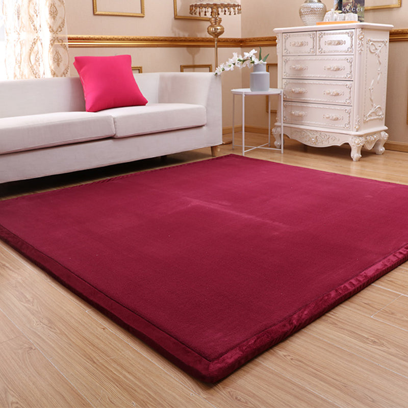 Simple Tatami Rug Multi Color Solid Color Carpet Faux Fur Pet Friendly Non-Slip Machine Washable Indoor Rug Burgundy Clearhalo 'Area Rug' 'Casual' 'Rugs' Rug' 2172386