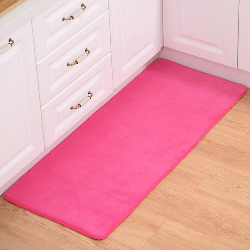 Multi-Colored Plain Runner Rug Polypropylene Minimalistic Carpet Anti-Slip Backing Washable Pet Friendly Area Rug for Kitchen Rose Red 2' x 5'3" Clearhalo 'Area Rug' 'Casual' 'Rugs' Rug' 2172393