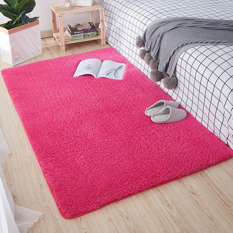 Comfortable Nordic Rug Multi Colored Plain Carpet Washable Pet Friendly Anti-Slip Backing Rug for Bedroom Rose Red Clearhalo 'Area Rug' 'Casual' 'Rugs' Rug' 2172401
