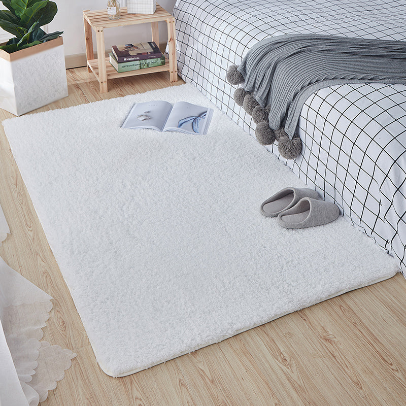 Comfortable Nordic Rug Multi Colored Plain Carpet Washable Pet Friendly Anti-Slip Backing Rug for Bedroom White Clearhalo 'Area Rug' 'Casual' 'Rugs' Rug' 2172409