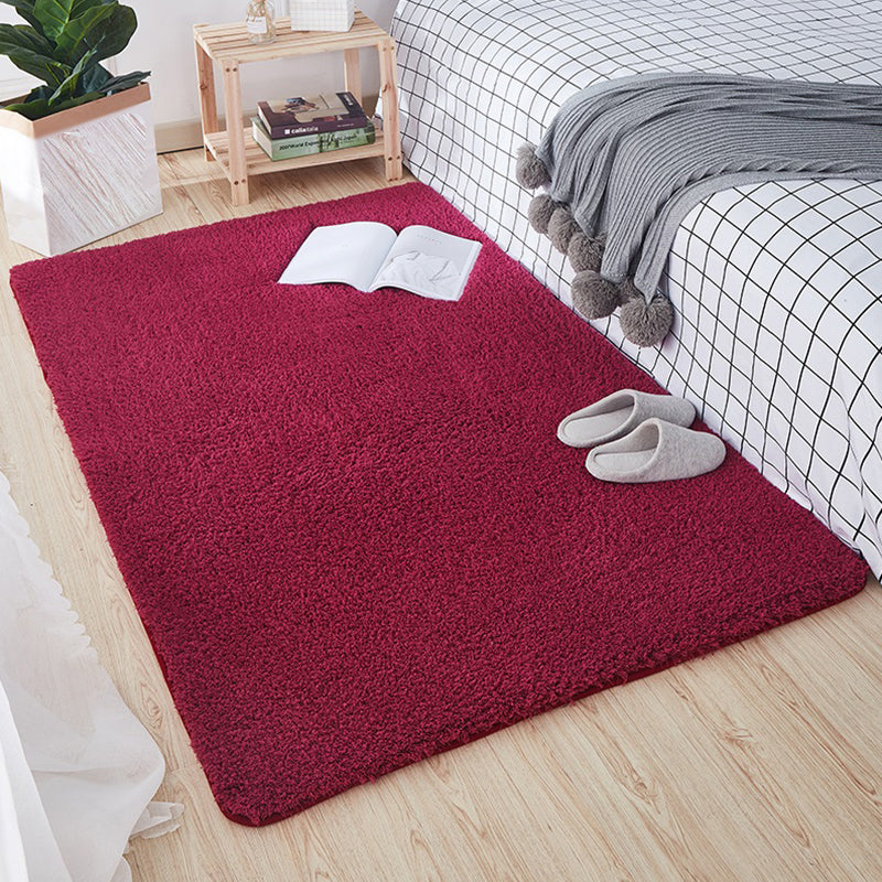 Comfortable Nordic Rug Multi Colored Plain Carpet Washable Pet Friendly Anti-Slip Backing Rug for Bedroom Burgundy Clearhalo 'Area Rug' 'Casual' 'Rugs' Rug' 2172411