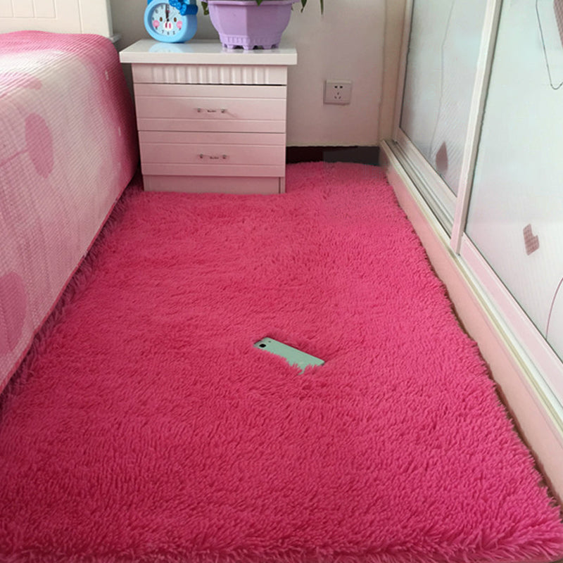 Puffy Multicolor Plain Rug Synthetics Minimalist Carpet Pet Friendly Anti-Slip Washable Rug for Living Room Rose Red Clearhalo 'Area Rug' 'Casual' 'Rugs' Rug' 2172412