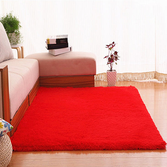 Puffy Multicolor Plain Rug Synthetics Minimalist Carpet Pet Friendly Anti-Slip Washable Rug for Living Room Red Clearhalo 'Area Rug' 'Casual' 'Rugs' Rug' 2172415