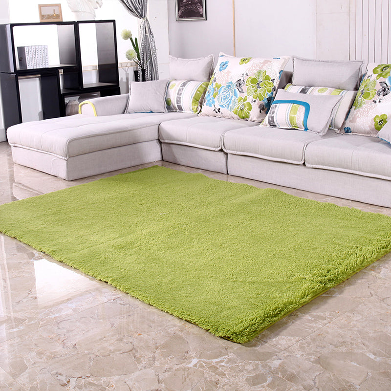 Puffy Multicolor Plain Rug Synthetics Minimalist Carpet Pet Friendly Anti-Slip Washable Rug for Living Room Green Clearhalo 'Area Rug' 'Casual' 'Rugs' Rug' 2172417