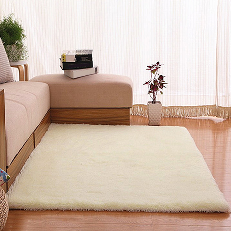 Puffy Multicolor Plain Rug Synthetics Minimalist Carpet Pet Friendly Anti-Slip Washable Rug for Living Room White Clearhalo 'Area Rug' 'Casual' 'Rugs' Rug' 2172419