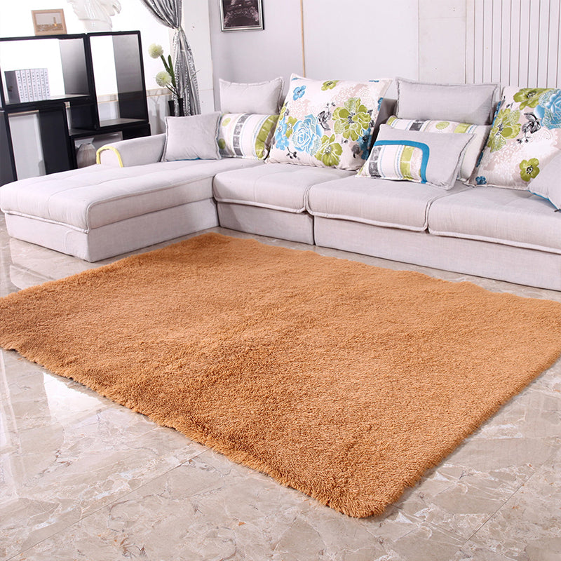 Puffy Multicolor Plain Rug Synthetics Minimalist Carpet Pet Friendly Anti-Slip Washable Rug for Living Room Khaki Clearhalo 'Area Rug' 'Casual' 'Rugs' Rug' 2172421