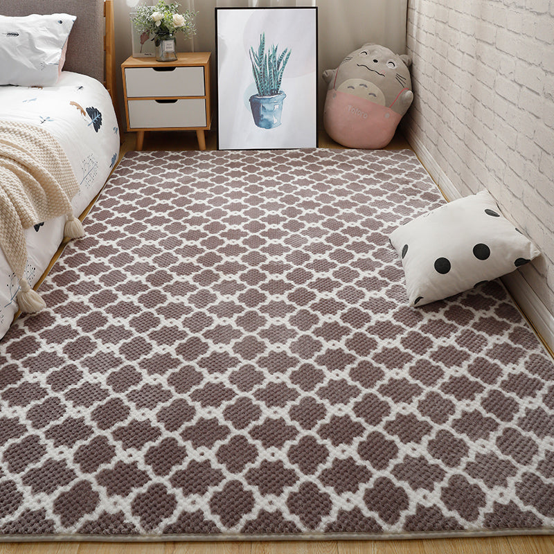 Modern Bedside Area Rug Multi-Color Quatrefoil Print Rug Polyester Non-Slip Backing Washable Pet Friendly Area Carpet Purple Clearhalo 'Area Rug' 'Casual' 'Rugs' Rug' 2172429