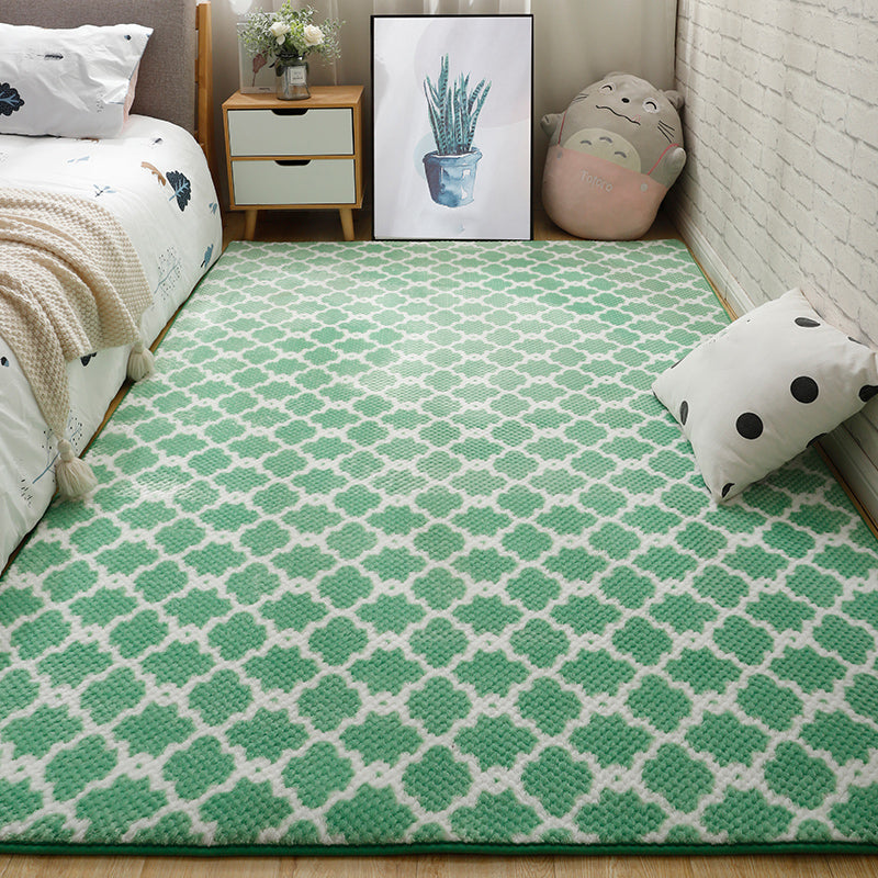 Modern Bedside Area Rug Multi-Color Quatrefoil Print Rug Polyester Non-Slip Backing Washable Pet Friendly Area Carpet Green Clearhalo 'Area Rug' 'Casual' 'Rugs' Rug' 2172431